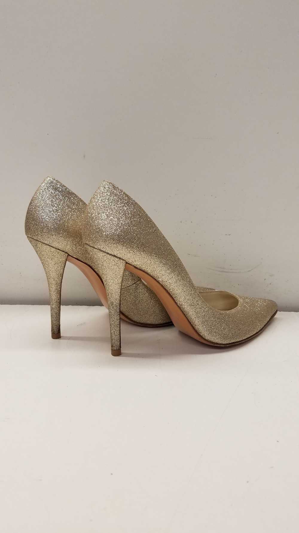 Stuart Weitzman Anny Glitter Pumps Gold 9.5 - image 4