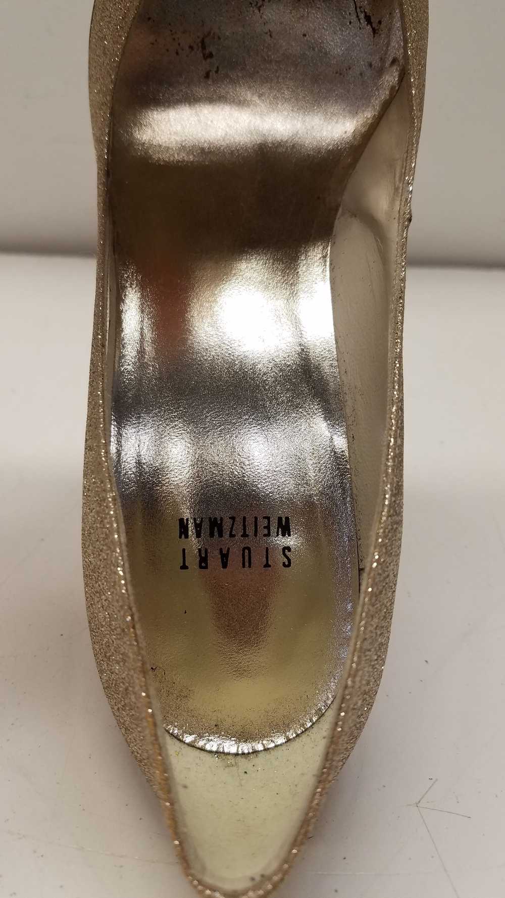 Stuart Weitzman Anny Glitter Pumps Gold 9.5 - image 7