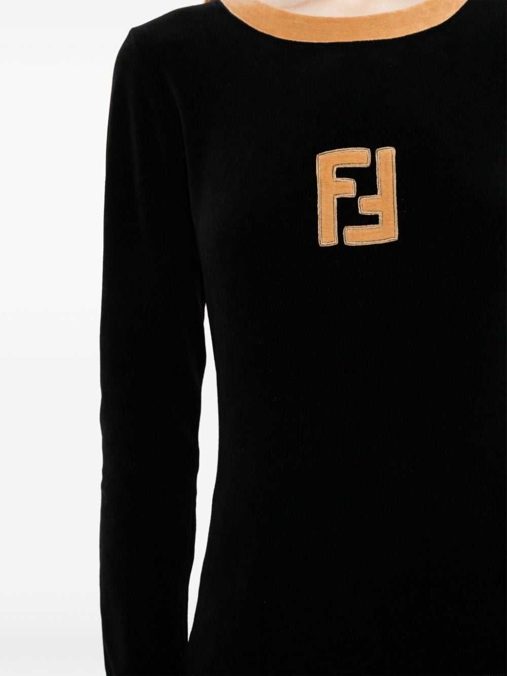 Fendi Pre-Owned 1990s appliqué-logo velvet sweats… - image 5