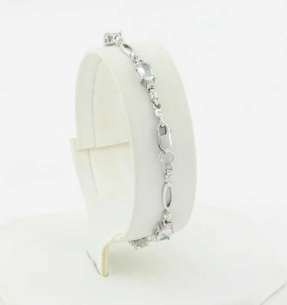 10k White Gold Natural Aquamarine Tennis Bracelet… - image 6