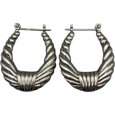 Vintage Sterling Silver Shrimp Shell Hoop Earrings - image 1