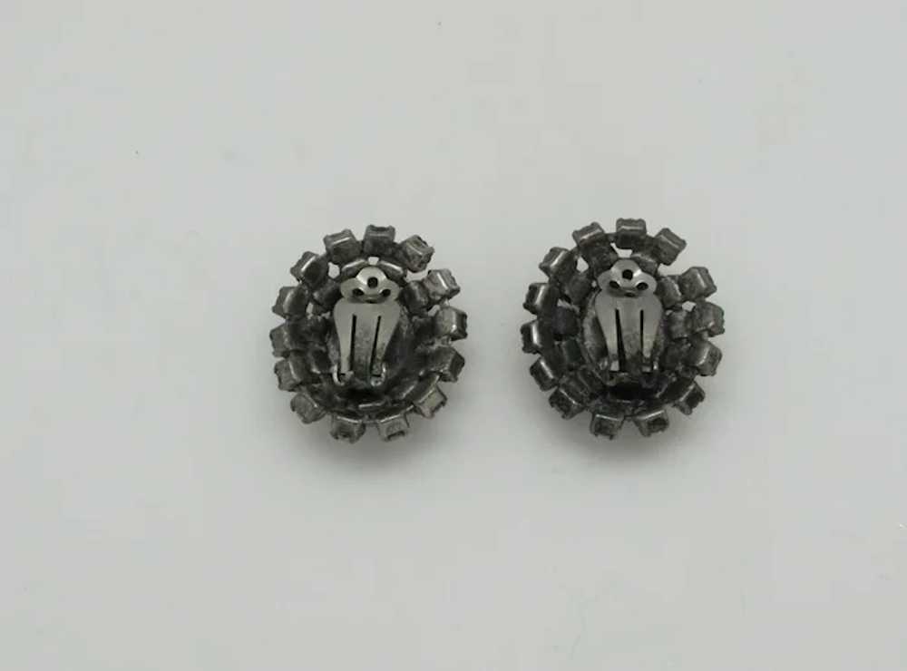 Double Row Rhinestone earrings with Imitation Rub… - image 3