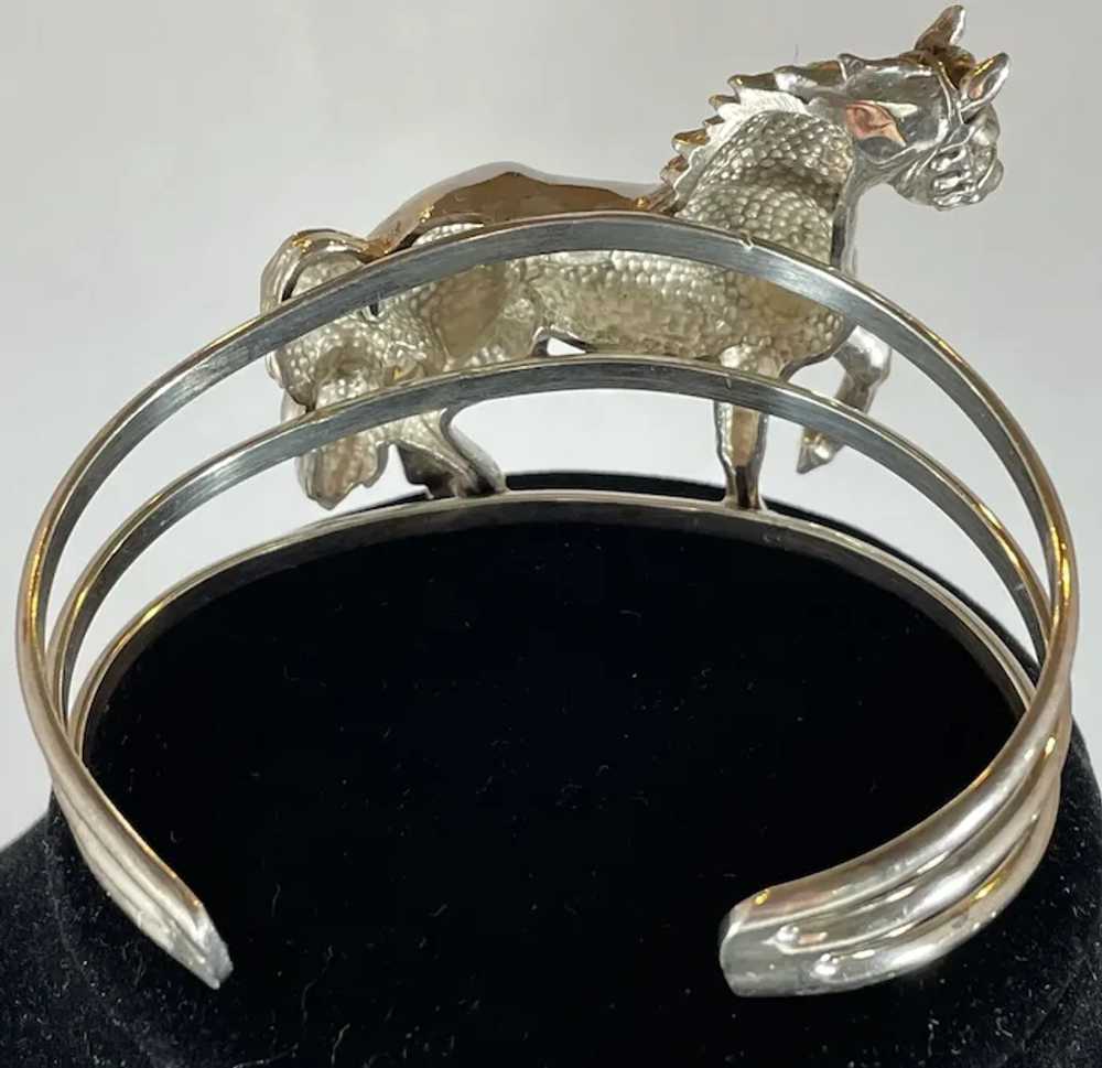 Carol Felley 1991 Sterling Silver 3D Horse Cuff B… - image 2