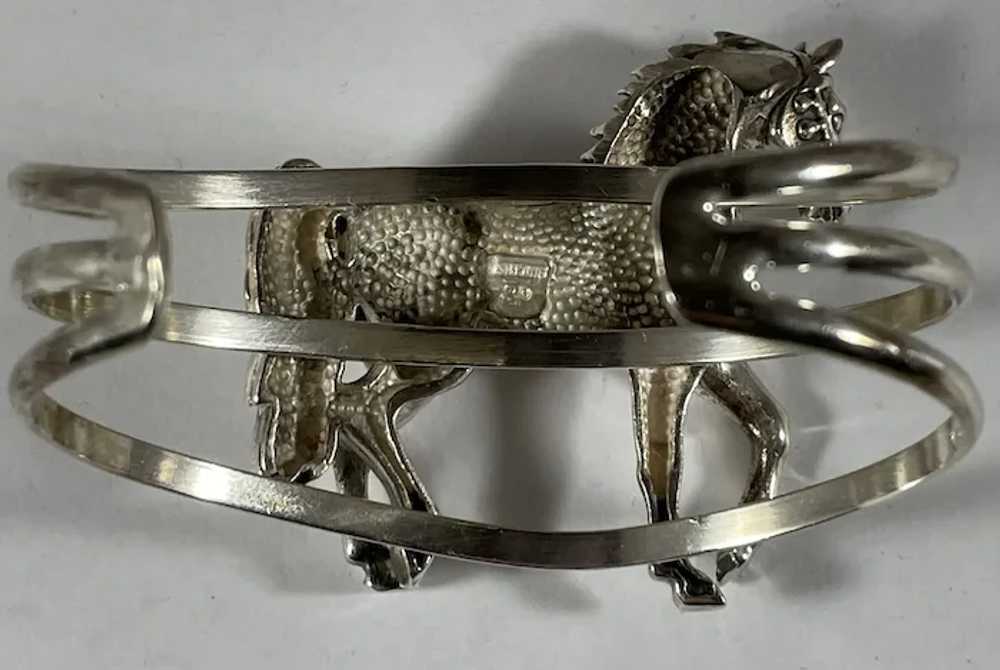 Carol Felley 1991 Sterling Silver 3D Horse Cuff B… - image 3