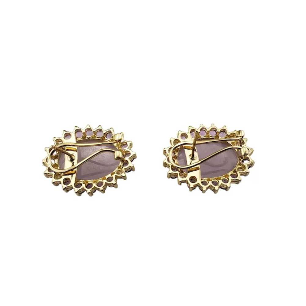 14K Yellow Gold Jade, Amethyst & Diamond Earrings… - image 4