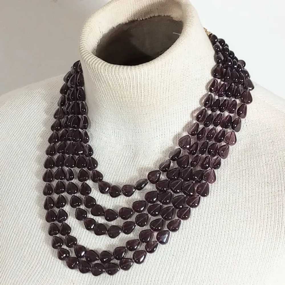 Heidi Daus 5 strand purple glass bead bib necklac… - image 10