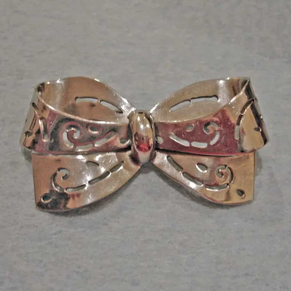 Vintage Coro Bow Brooch - Designer-Signed CORO - … - image 3