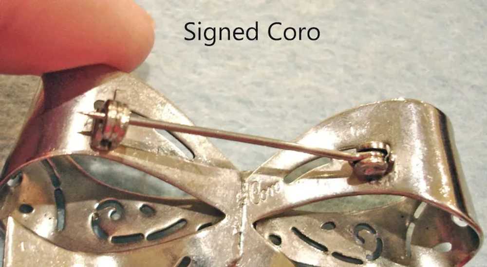 Vintage Coro Bow Brooch - Designer-Signed CORO - … - image 5