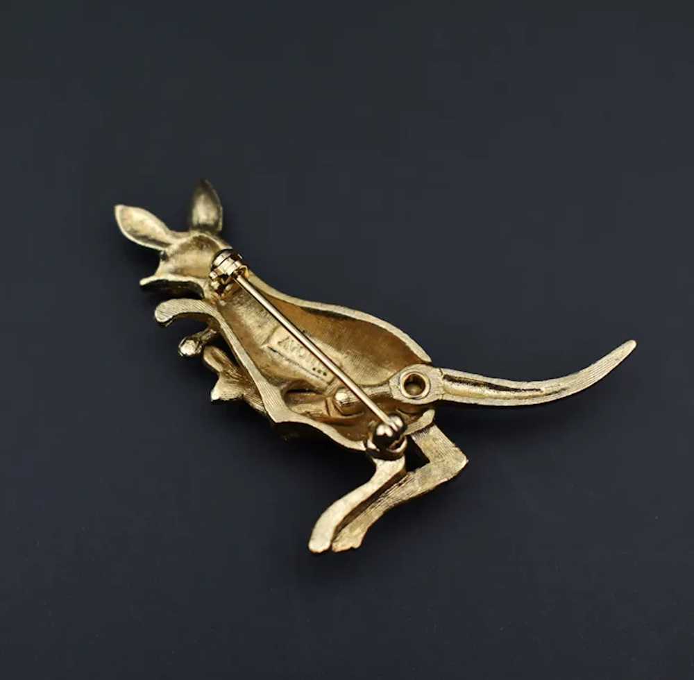 Gold kangaroo brooch pin, GF Avon 60s vintage jew… - image 2