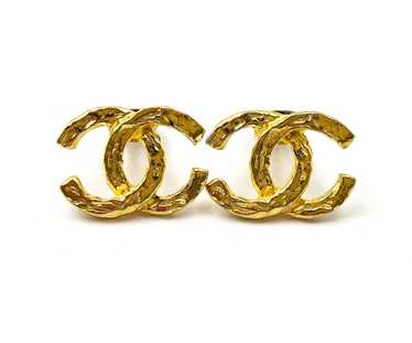 Chanel Chanel Vintage Gold Plated Hammered Textur… - image 1