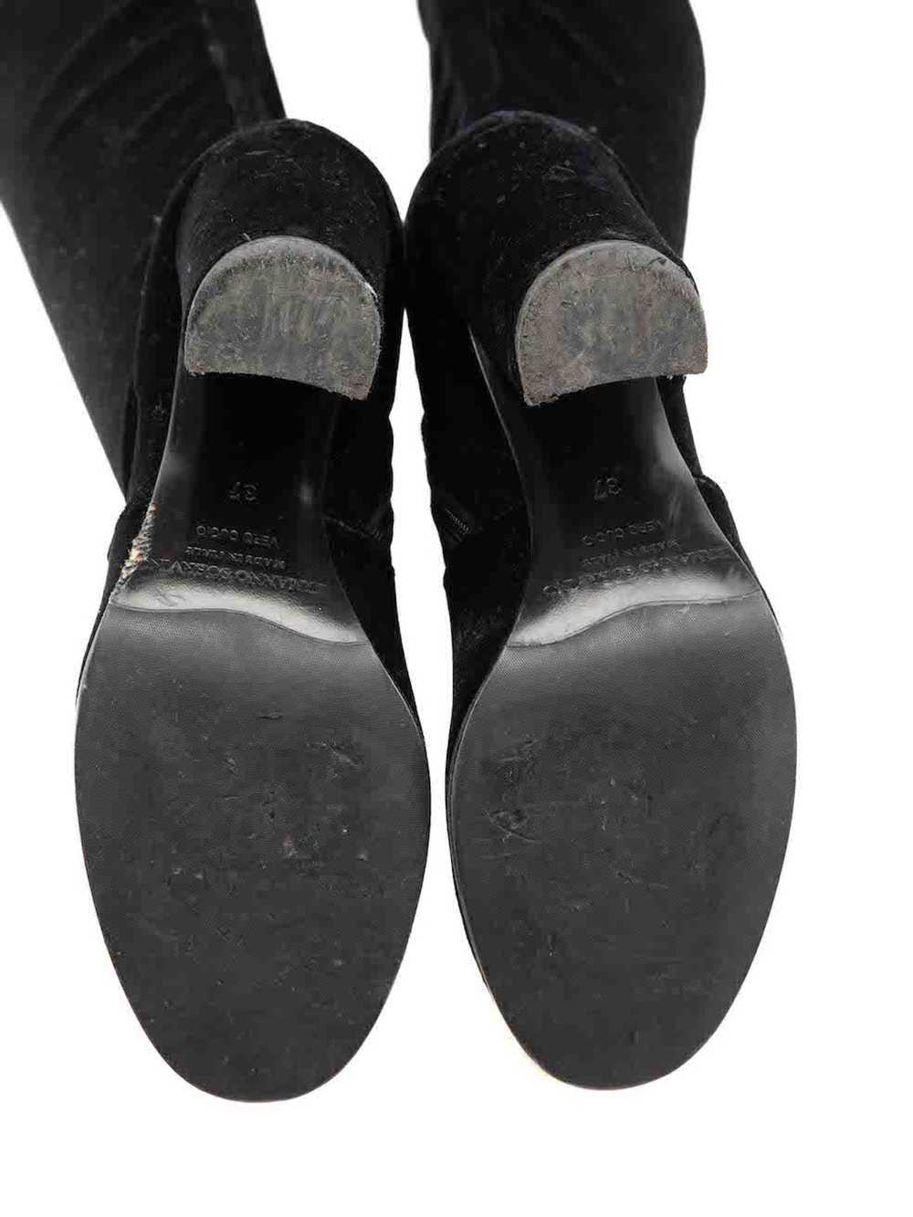 Ermanno Scervino Black Velvet Thigh High Boots - image 4