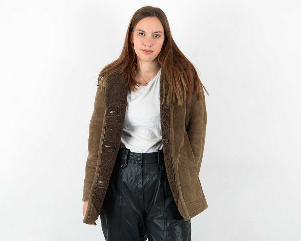 Leather Jacket × Other × Vintage Real Sherpa Shea… - image 2