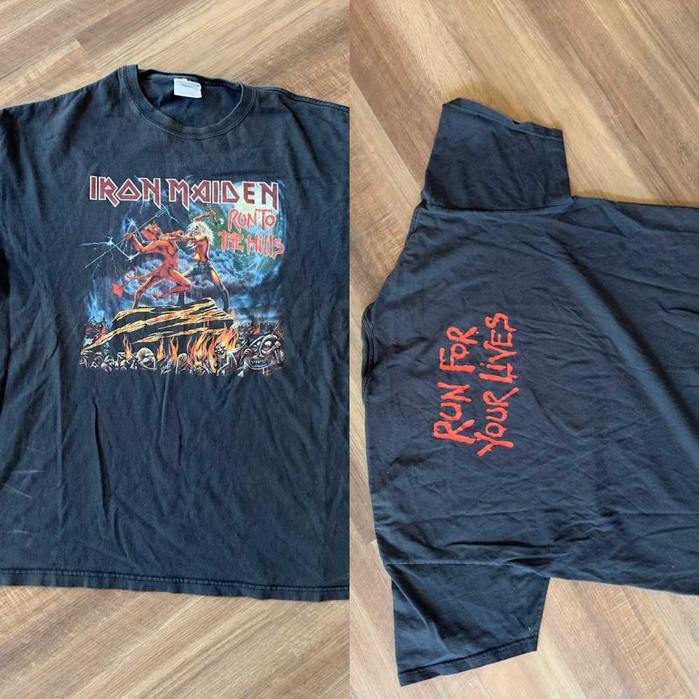 Band Tees × Vintage Vintage Iron Maiden RUN FOR Y… - image 1