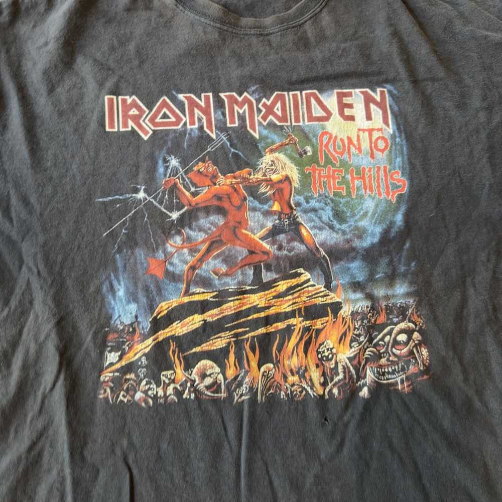 Band Tees × Vintage Vintage Iron Maiden RUN FOR Y… - image 3