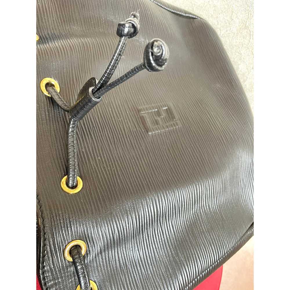 Fendi Vintage FENDI black epi leather hobo bucket… - image 7