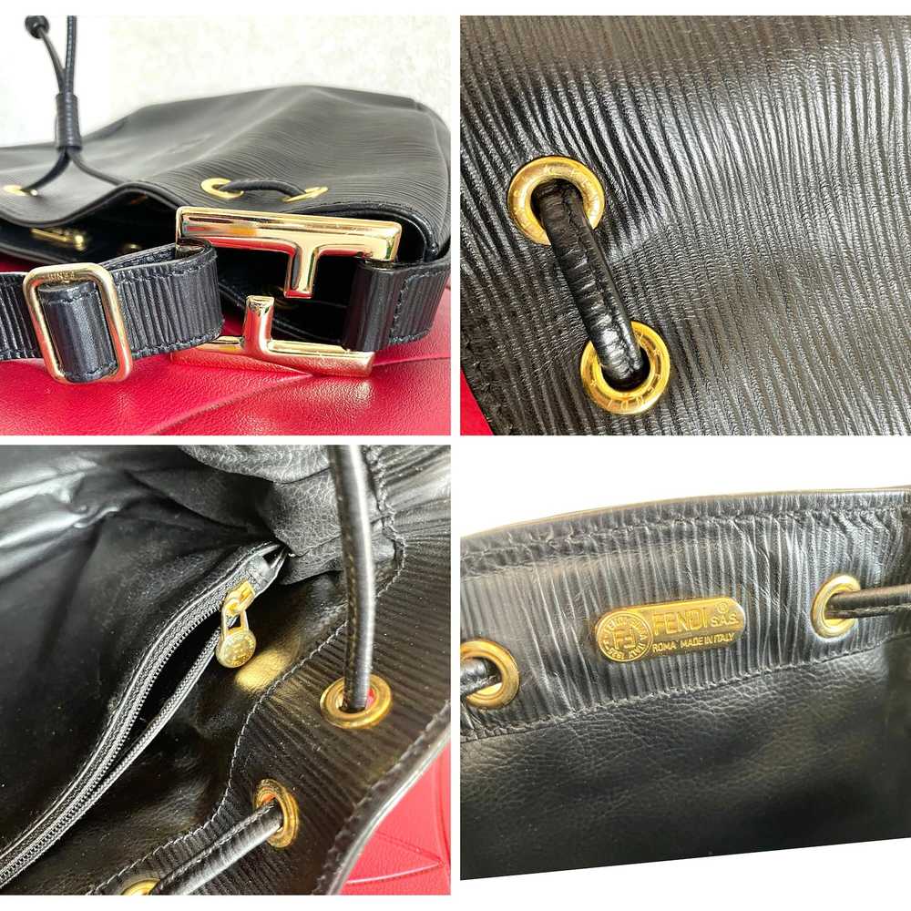 Fendi Vintage FENDI black epi leather hobo bucket… - image 8