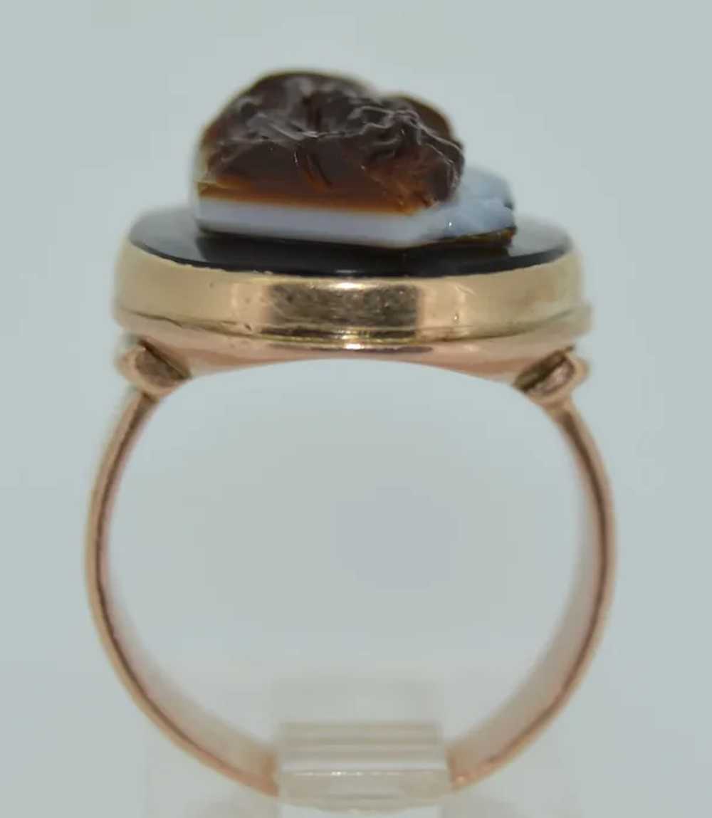 Victorian 14K Double Sardonyx Agate Cameo Ring - image 11