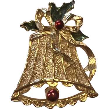 Vintage Gerrys Gold Tone Christmas Bell Pin - image 1