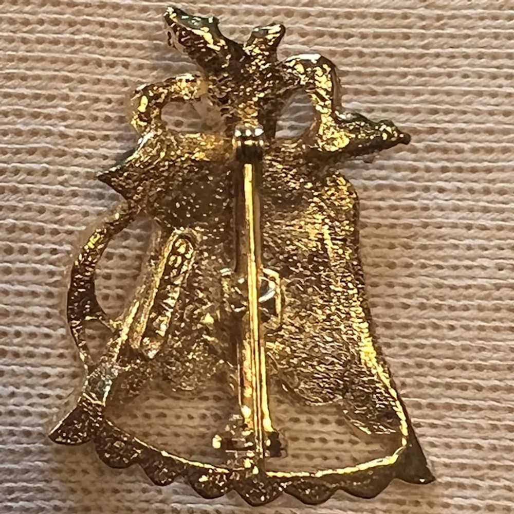 Vintage Gerrys Gold Tone Christmas Bell Pin - image 2