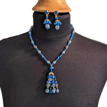 Vivid Royal Blue Vendome Necklace and Earrings