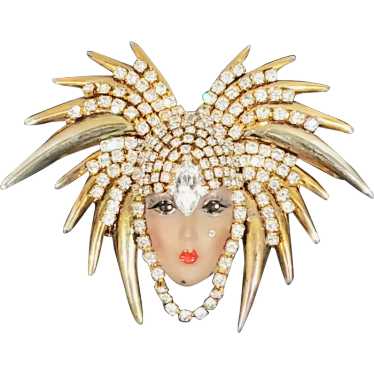 Flapper Porcelain Rhinestone Brooch Pin Vintage – The Jewelry Lady's Store