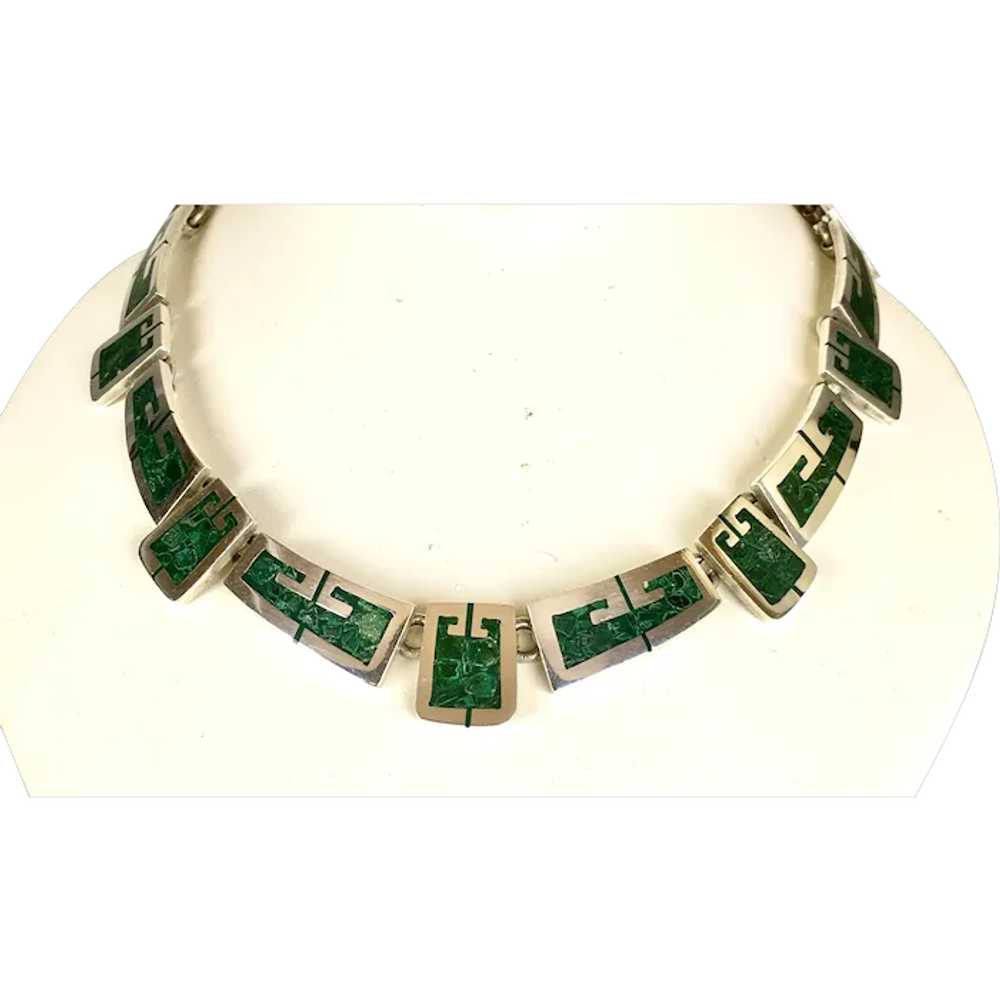 Top Quality Mexican Sterling Inlaid Malachite Nec… - image 1