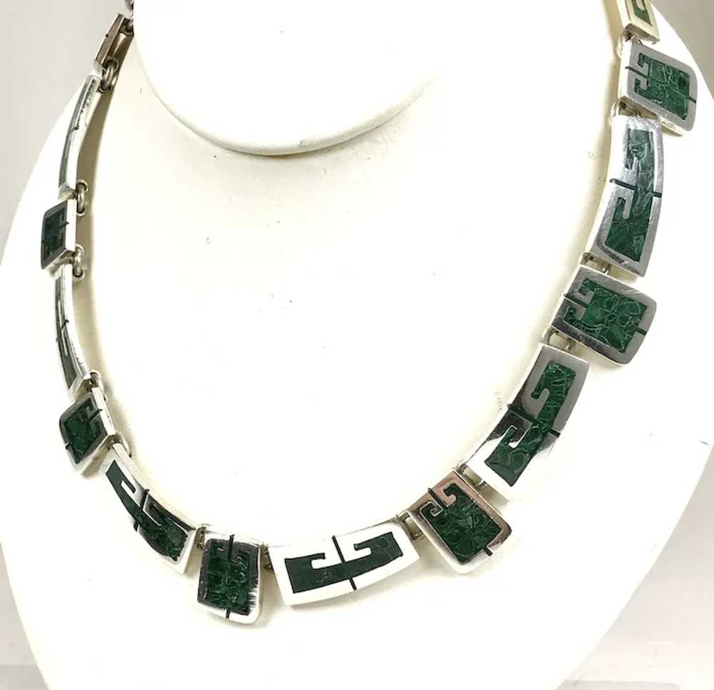 Top Quality Mexican Sterling Inlaid Malachite Nec… - image 2