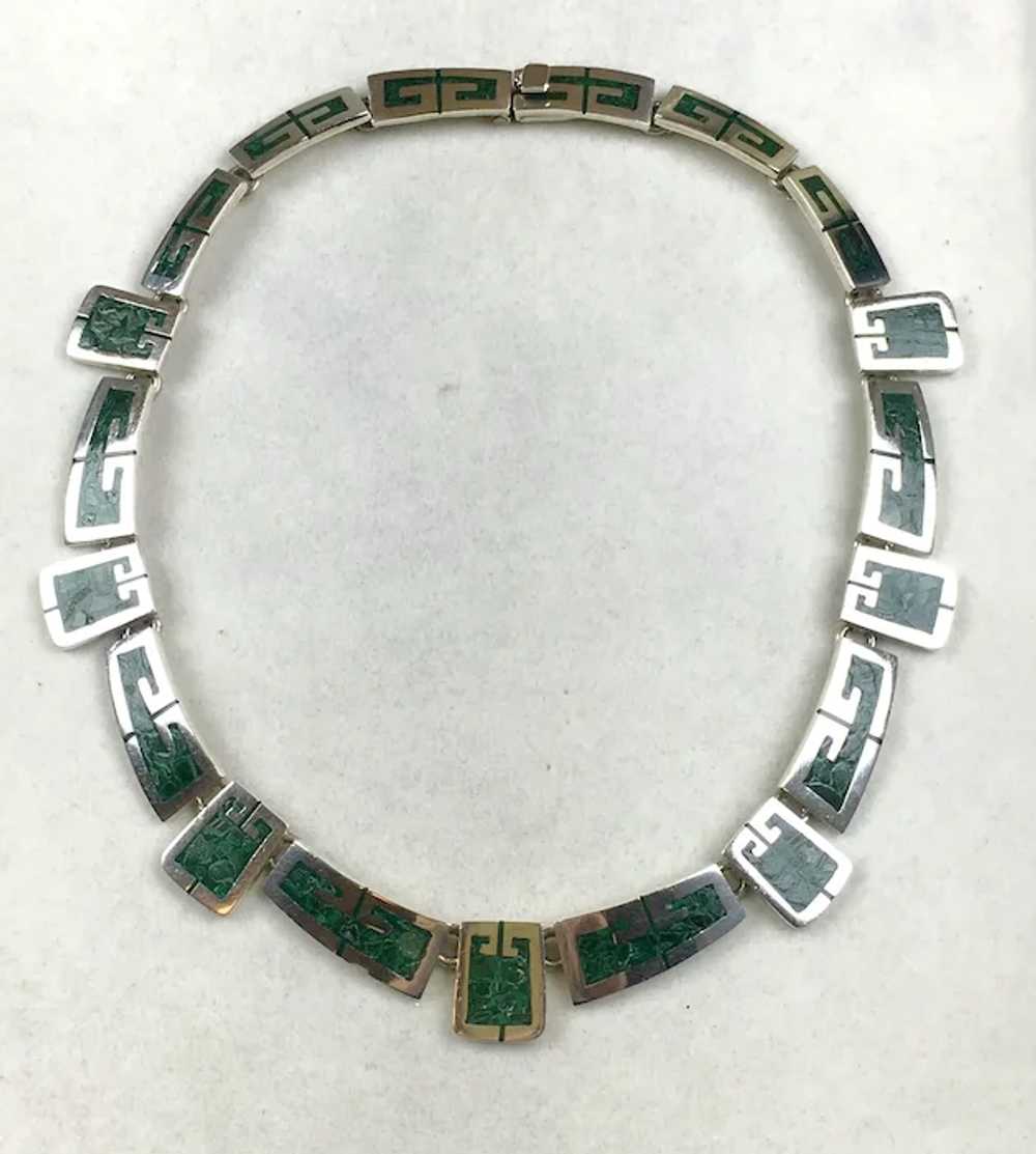 Top Quality Mexican Sterling Inlaid Malachite Nec… - image 3