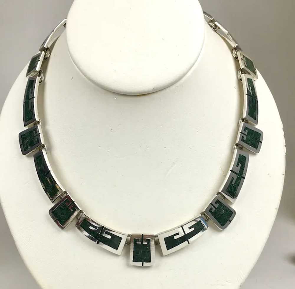 Top Quality Mexican Sterling Inlaid Malachite Nec… - image 4