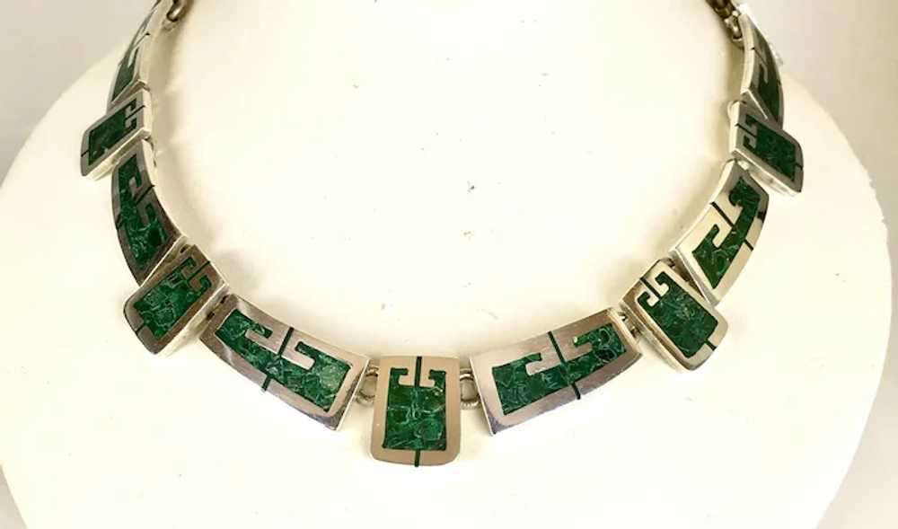 Top Quality Mexican Sterling Inlaid Malachite Nec… - image 9