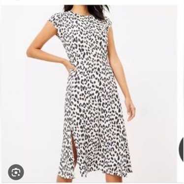 Loft Leopard Print Flutter Sleeve Midi Dress Like… - image 1