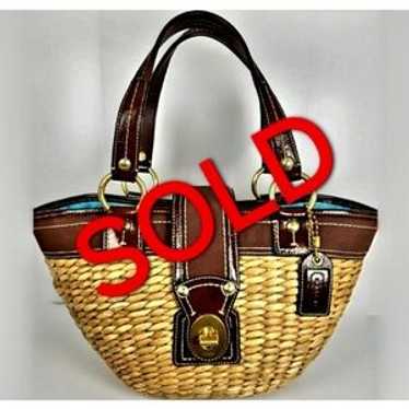 未使用級 黒 vintage coach old straw bag かごバッグ Coach straw basket bag - Gem