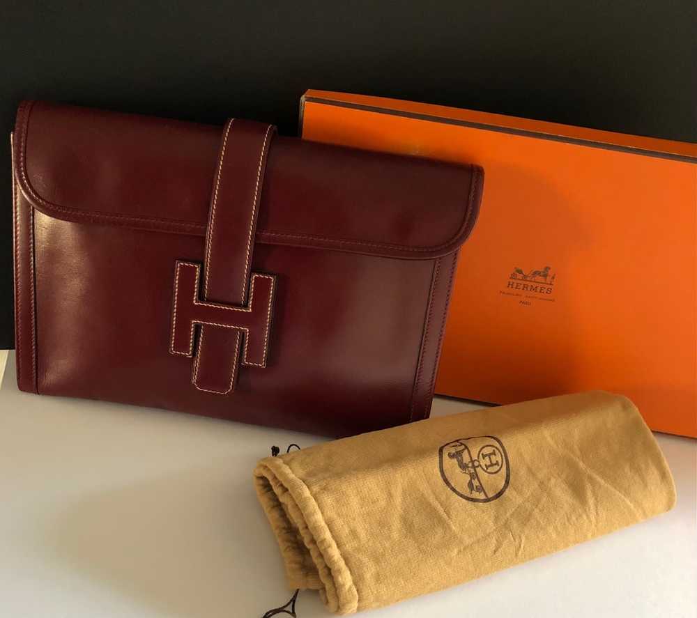 HERMÈS 1979 Jige Clutch Box Leather Vintage W/Box - image 2