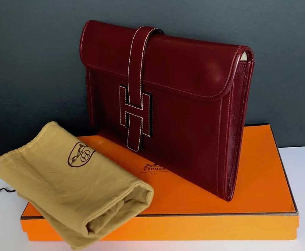 HERMÈS 1979 Jige Clutch Box Leather Vintage W/Box - image 3