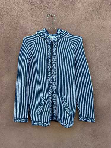 Alpaca Striped Hooded Cardigan