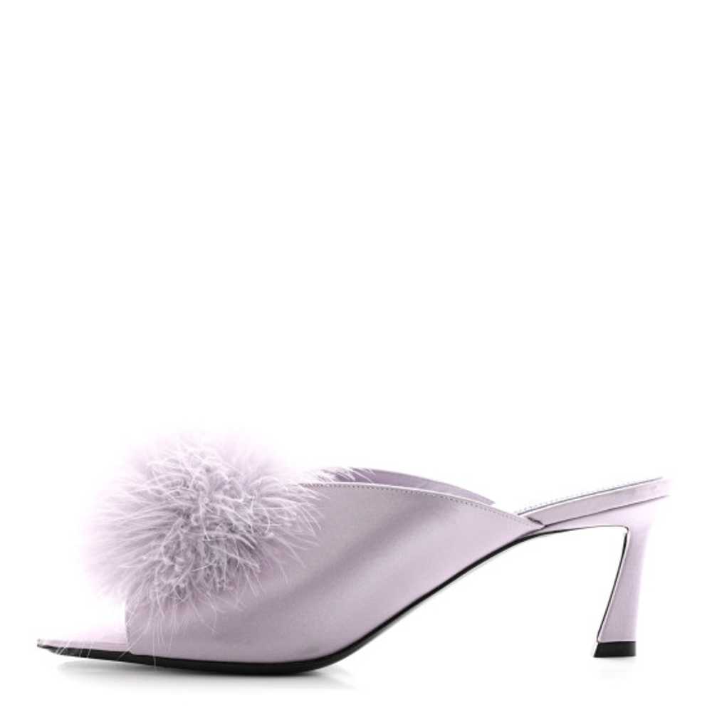 SAINT LAURENT Satin Feather Mae Mule Sandals 38 S… - image 1