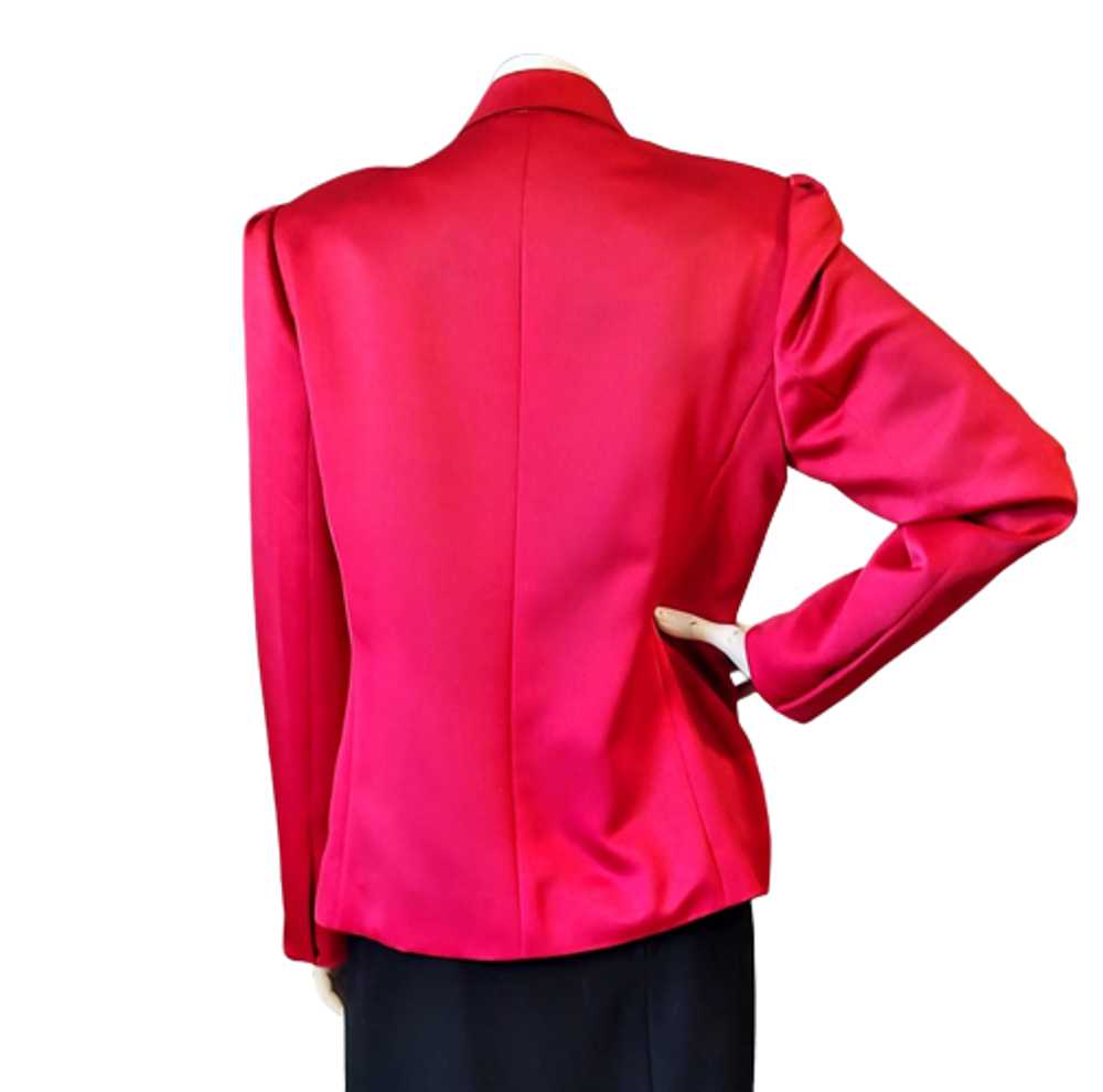 Red Satin 1990s Vintage Tuxedo Style Blazer Jacke… - image 4