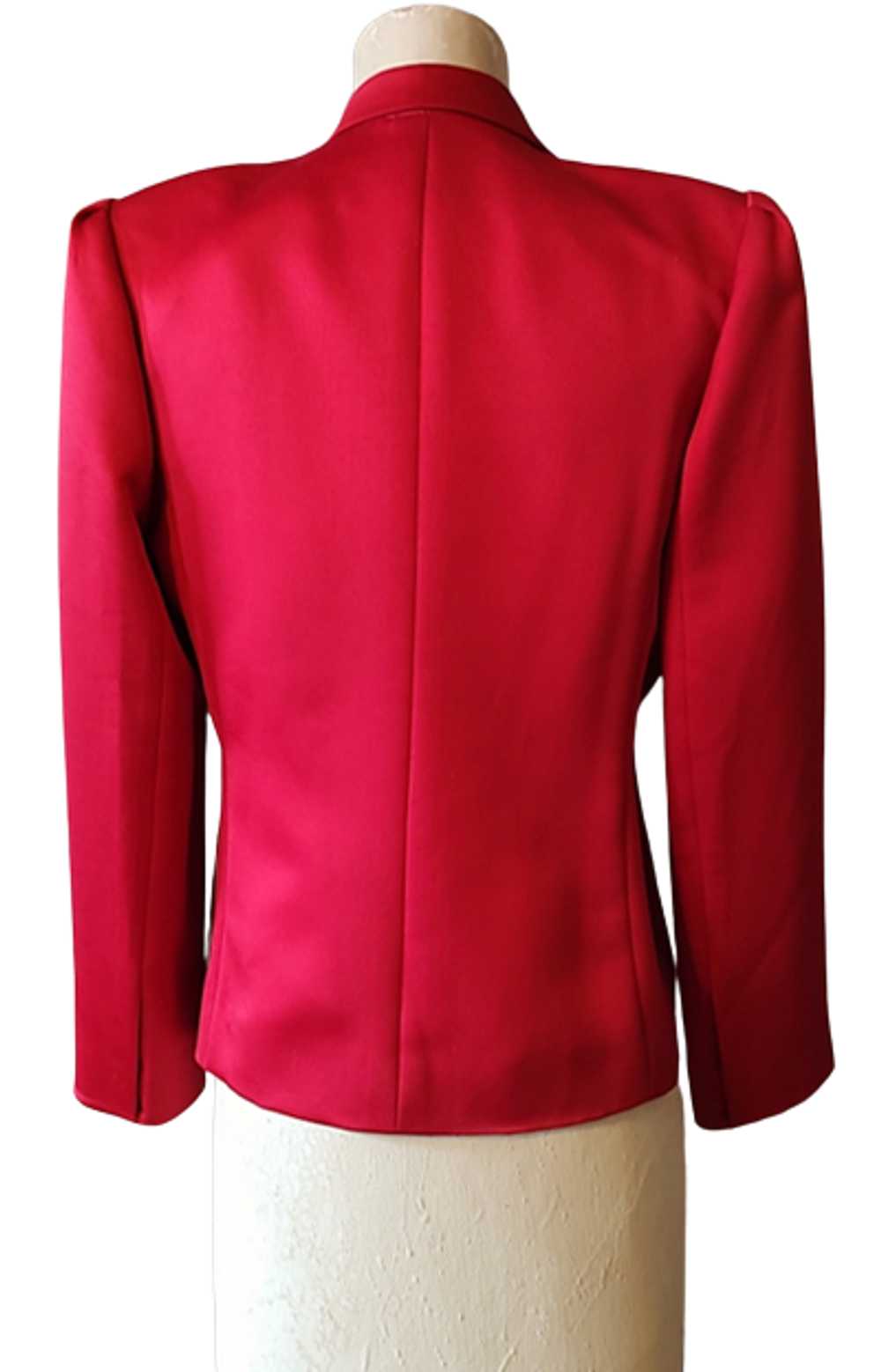 Red Satin 1990s Vintage Tuxedo Style Blazer Jacke… - image 5