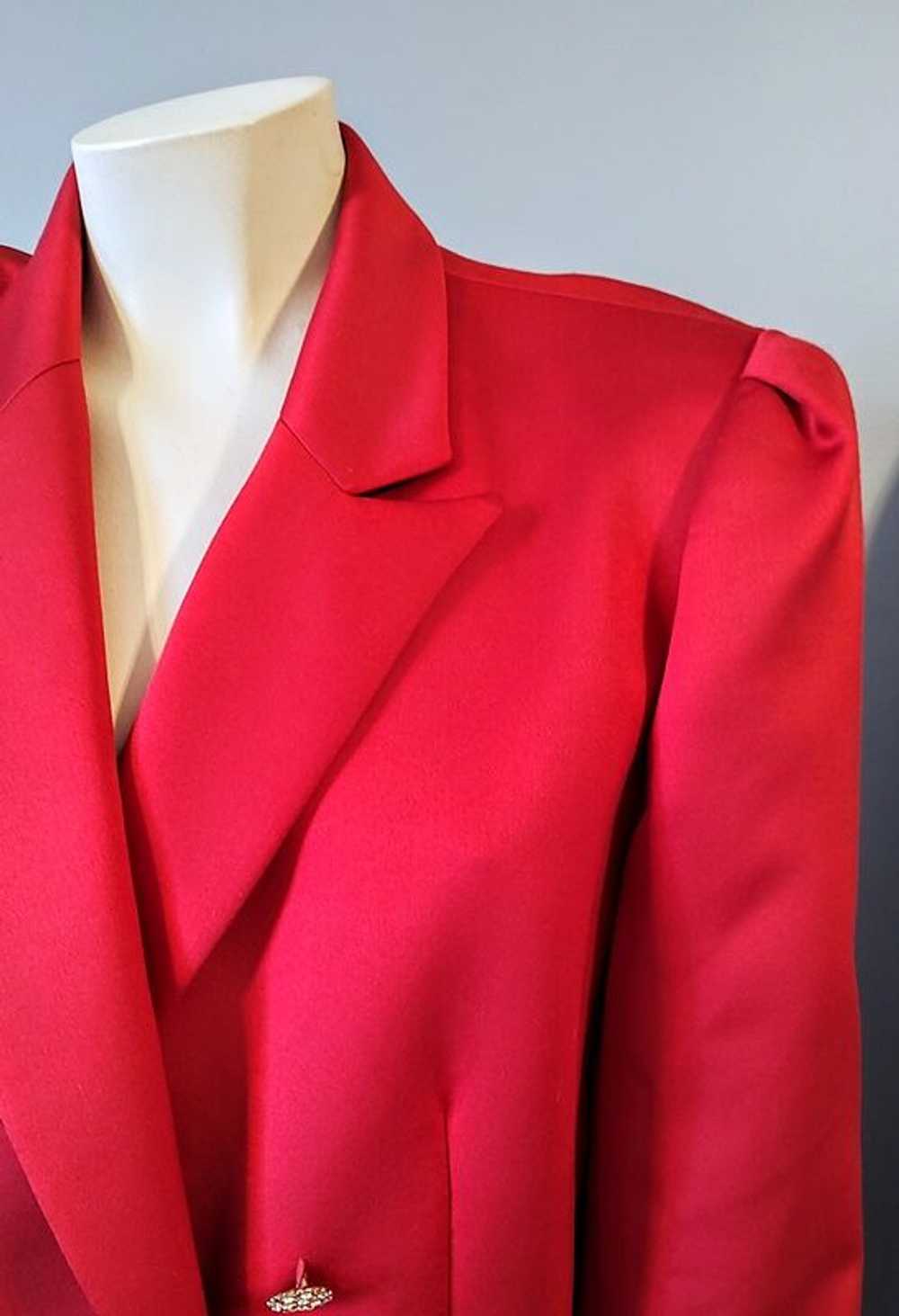 Red Satin 1990s Vintage Tuxedo Style Blazer Jacke… - image 6