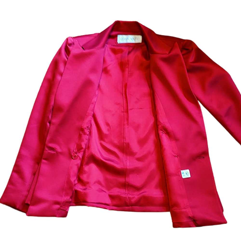 Red Satin 1990s Vintage Tuxedo Style Blazer Jacke… - image 8