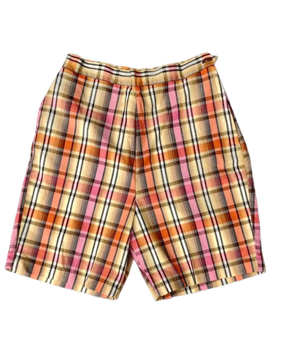 Vintage 1960s Never Worn Plaid Cotton Shorts in B… - image 1