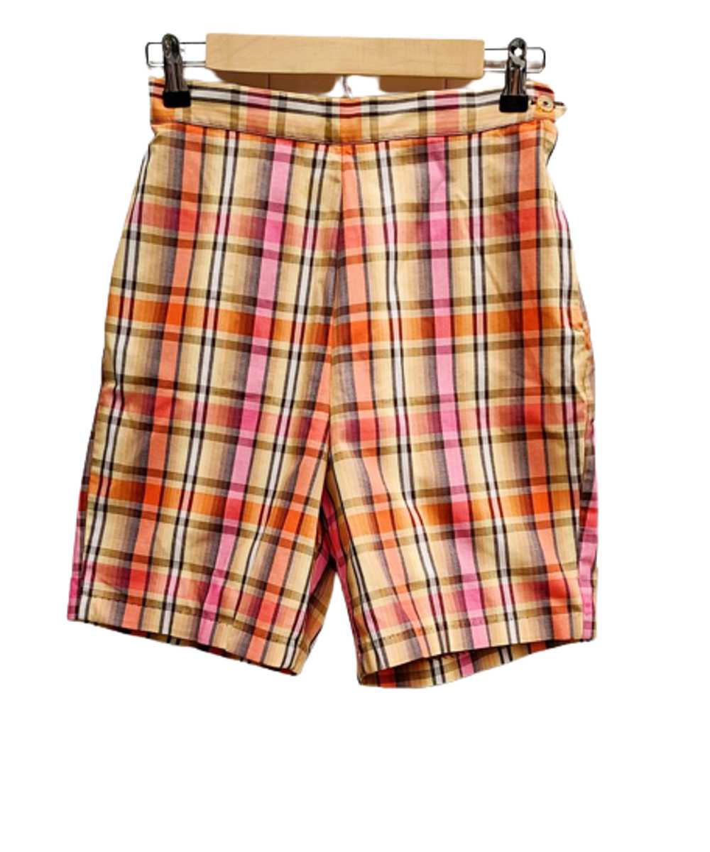 Vintage 1960s Never Worn Plaid Cotton Shorts in B… - image 3