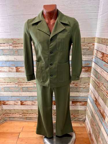 70’s Olive Green Leisure Pants Set By JCPenney