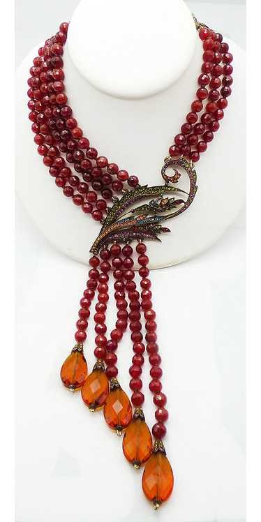 Heidi Daus Carnelian Crystal Floral Spray Necklace