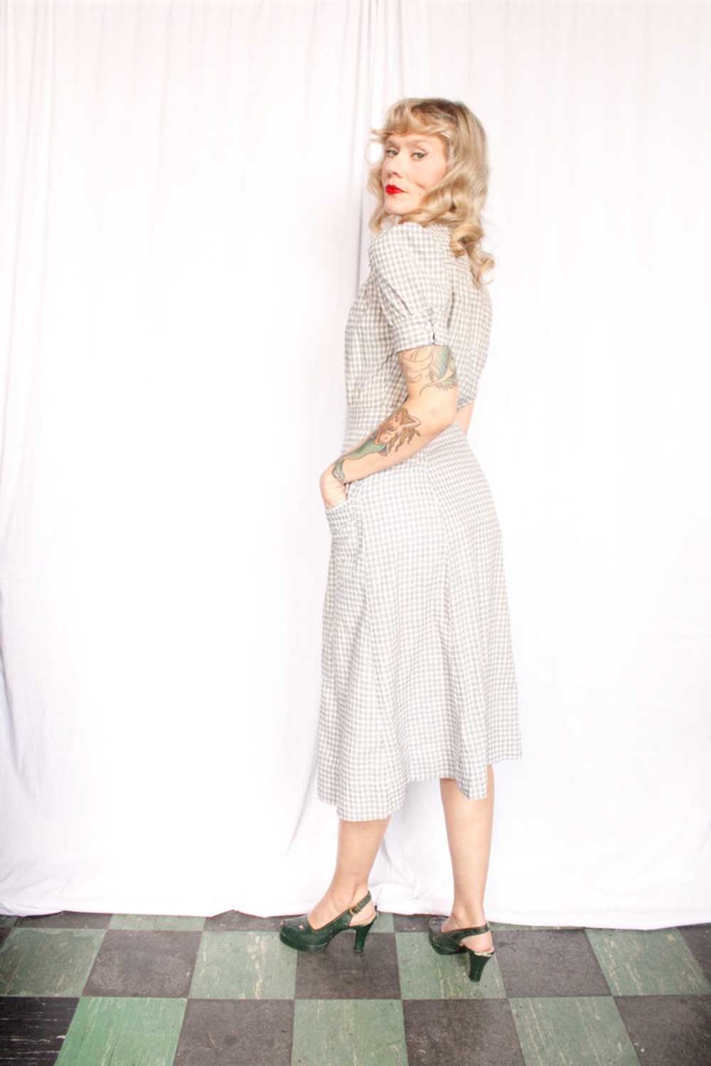 1940s RARE Cotton Farm Dress - Xsmall - image 4