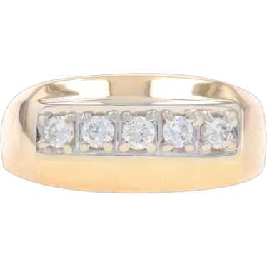 Yellow Gold Diamond Five-Stone Men's Ring - 14k R… - image 1