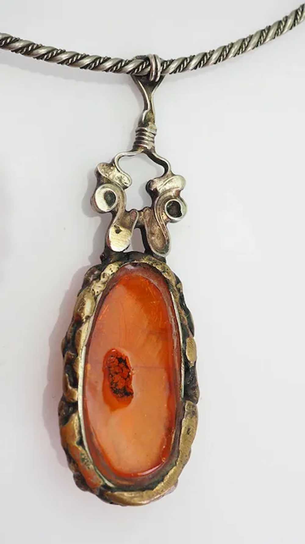 Hand made vintage Baltic amber free form modern N… - image 2