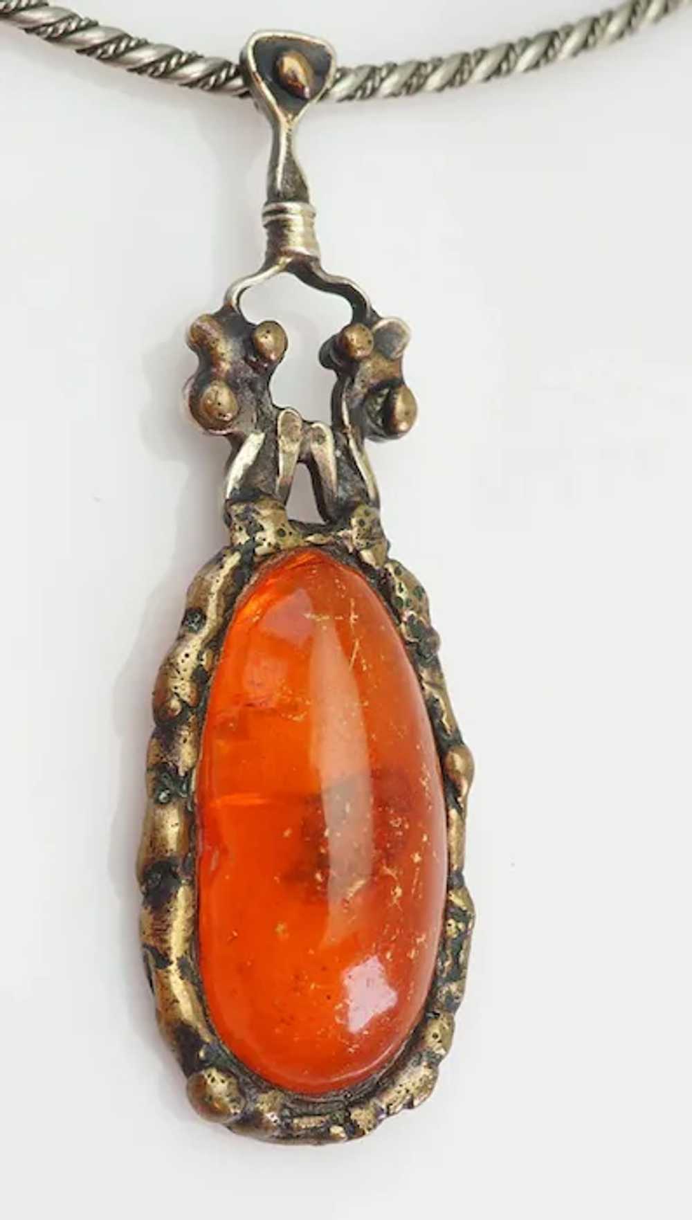 Hand made vintage Baltic amber free form modern N… - image 3