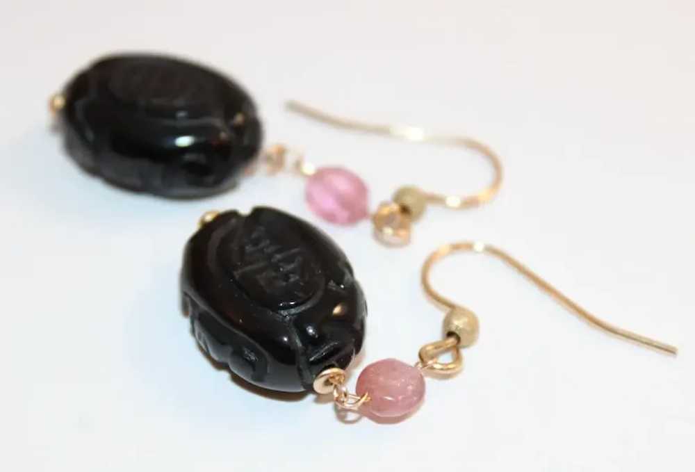 Pink Tourmaline And Black Onyx Earrings - image 5