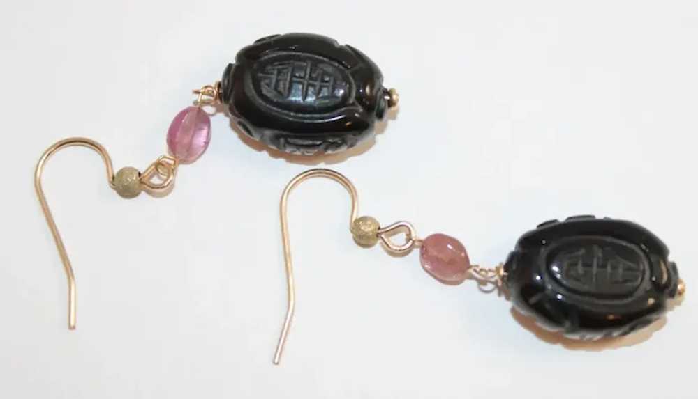 Pink Tourmaline And Black Onyx Earrings - image 6